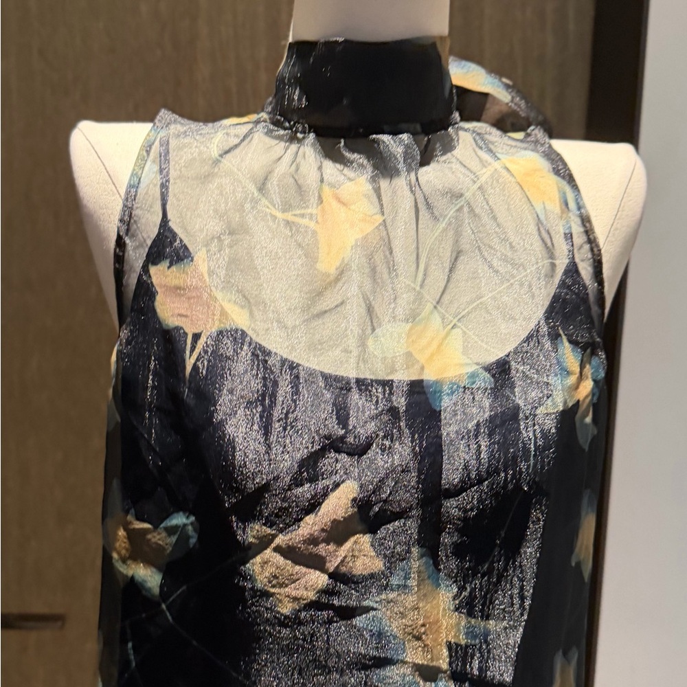 Staud Sheer Floral Overlay Maxi Dress - Black Floral - Picture 3 of 8